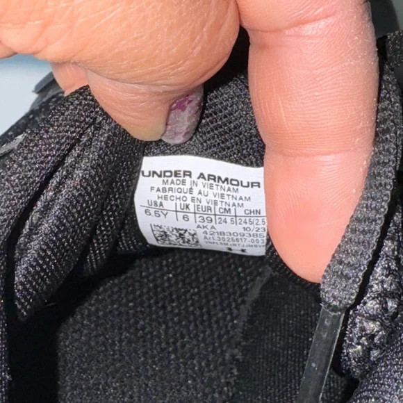 Under Armour Kids Black and White Sneakers - Picture 6 of 6